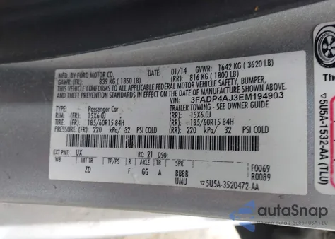 2014 Ford Fiesta S from USA, damaged, VIN 3FADP4AJ3EM194903